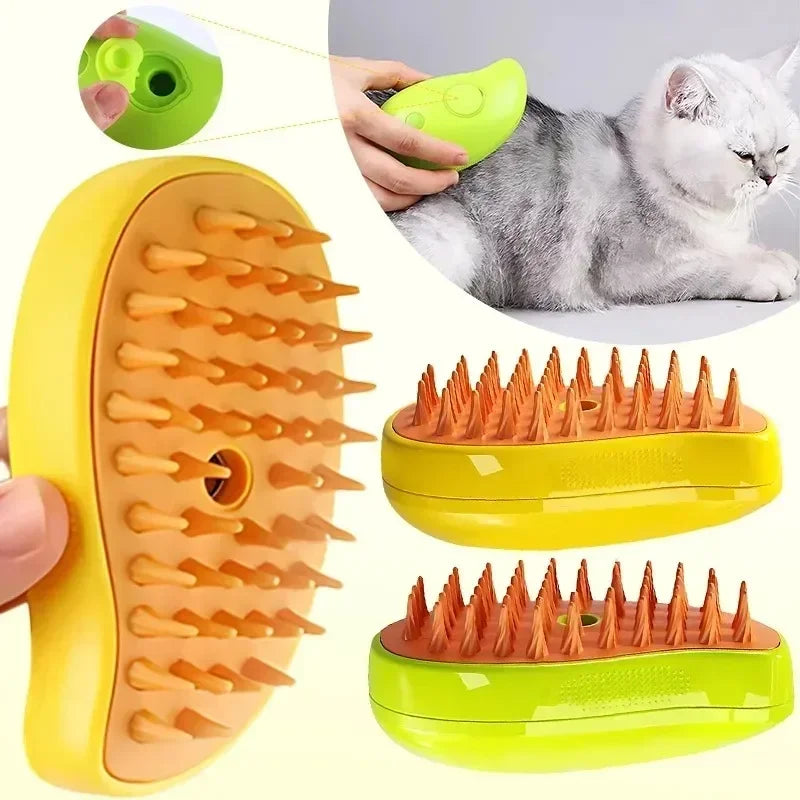 3-in-1 Electric Dog Steamer Brush for Grooming, Tangle and Loose Hair Removal, and Pet Massage